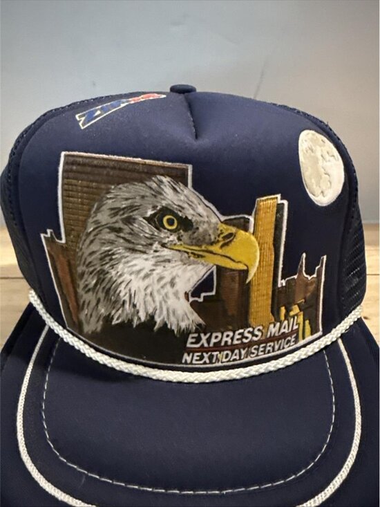 Rare Vintage Official USPS Express Mail Hat 3D Puffy Print Mesh Back NOS 80s main image 10